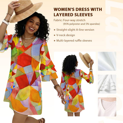 The Non-Inverted Universe Stacked Ruffle Sleeve Dress