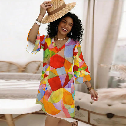 The Non-Inverted Universe Stacked Ruffle Sleeve Dress
