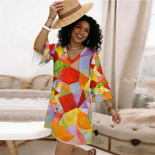 The Non-Inverted Universe Stacked Ruffle Sleeve Dress