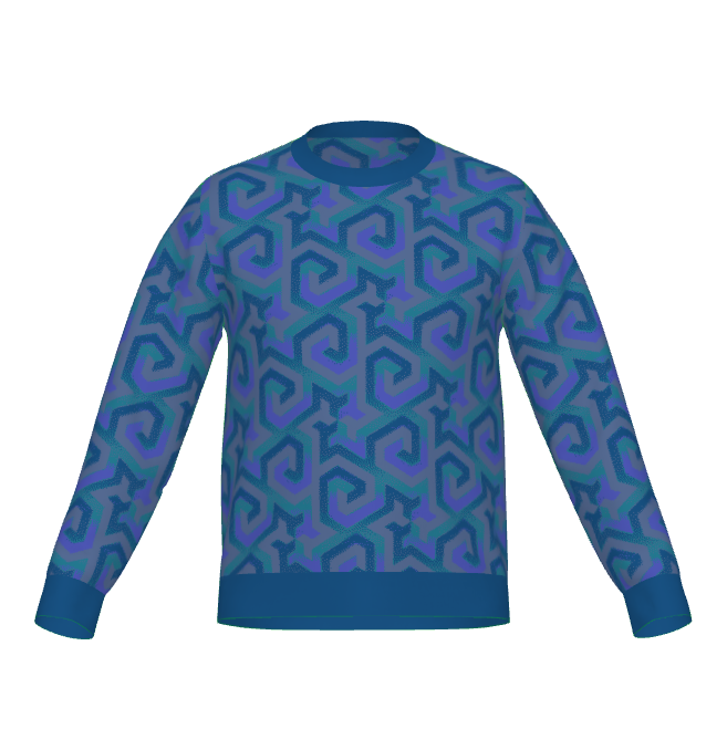 Blue Trefoil Knitted Jumper