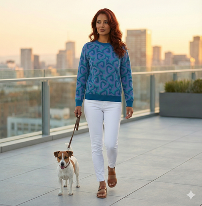 Blue Trefoil Knitted Jumper