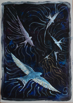Silken Silver Birds Stir the Firmament, Inspiring Souls to Fly to an Imagined Eternity