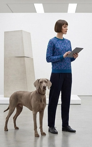 Blue Trefoil Knitted Jumper